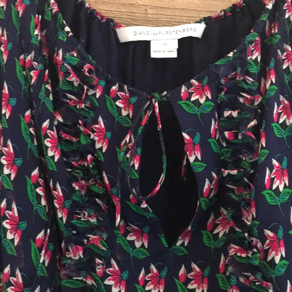 SOLD!! Diane Von Furstenberg floral silk dress 10 - Picture 3 of 8